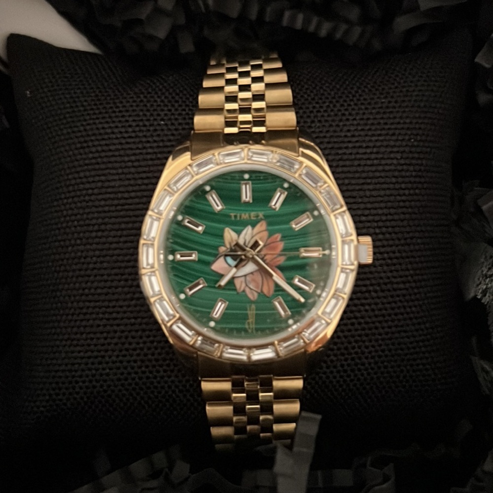 TIMEX X JACQUIE AICHE LEGACY MALACHITE FLOWER TRIBE EYE WATCH